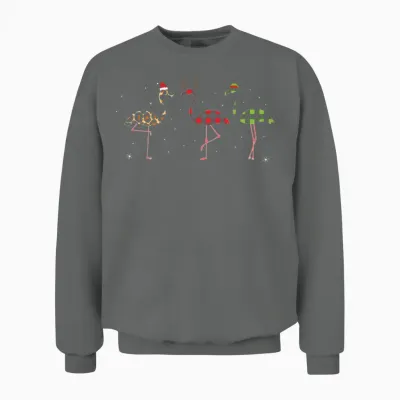 Funny Christmas Flamingos Unisex Sweatshirt - Graphite Heather