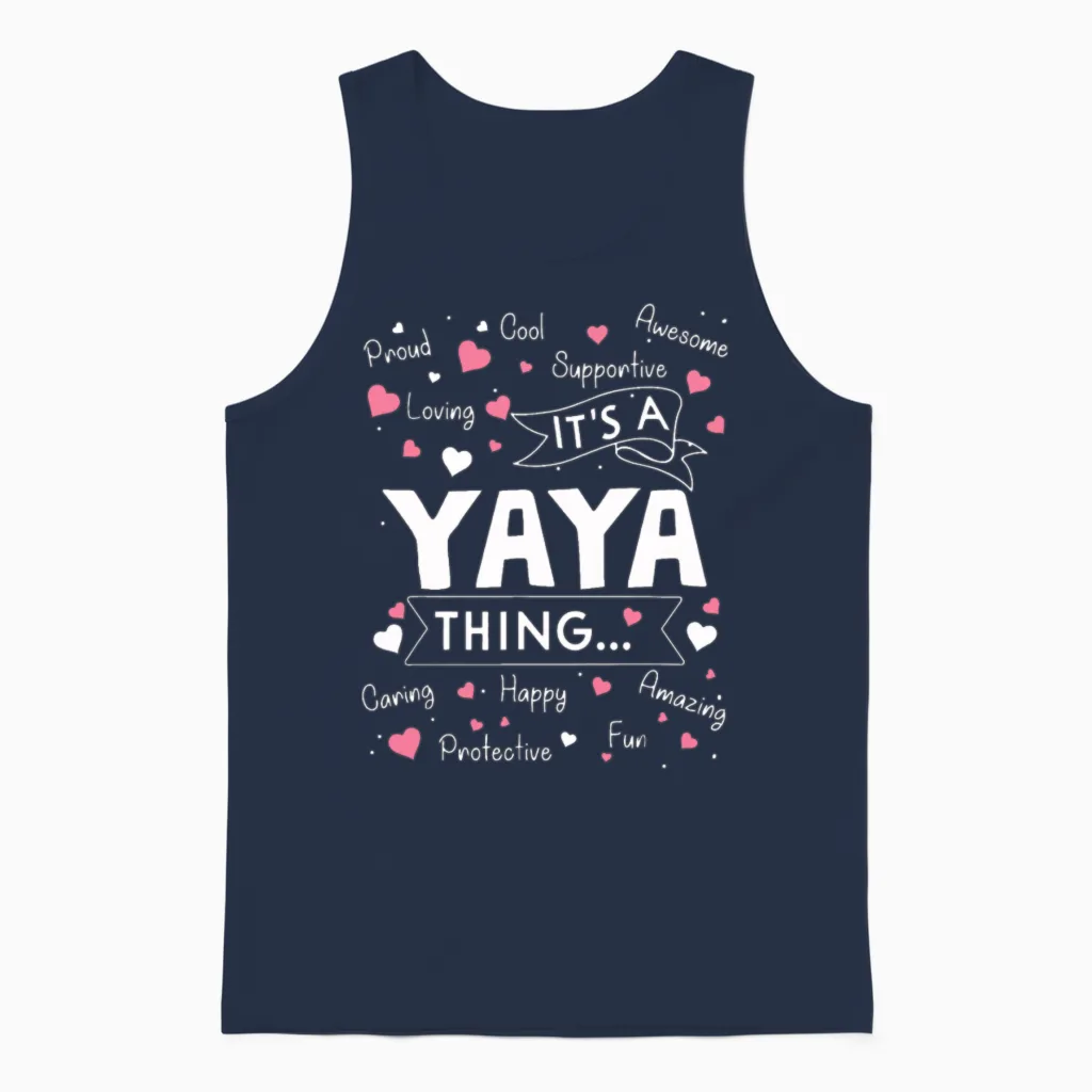 It's a Yaya Thing Funny Sayings Cute Grandma Unisex Tank Top in Navy
