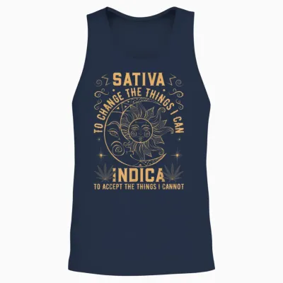 Cannabis Marijuana Hemp Leaf Medicine Funny Saying T-Shirt, Black Unisex Tank Top - Navy