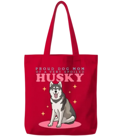 Husky Dogs Dog Mom of a Spoiled Husky Tote Bags - Red