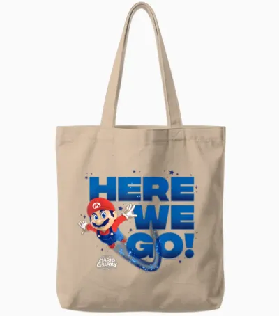 The Super Mario Galaxy Movie Mario Here We Go! Tote Bags - Natural