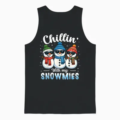 Chillin with My Snowmies Funny Snowman Christmas Kids Boys Unisex Tank Top - Black
