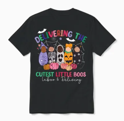 Delivering the Cutest Boos Labor & Delivery Halloween Nurse Unisex T-Shirt - Black
