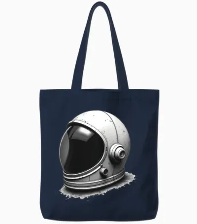 Retro Astronaut Helmet Tote Bags - Navy