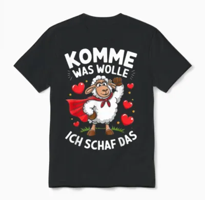Komme Was Wolle Ich Schaf Das Lustiger Spruch Witziges Unisex T-Shirt - Black