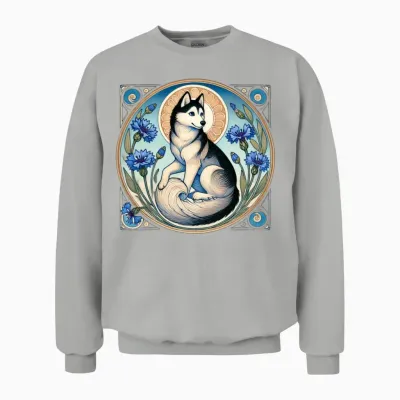 Retro Siberian Husky Unisex Sweatshirt - Ash
