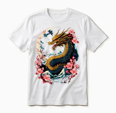 Dragon Asian Japanese Style Tattoo Aesthetic Dragon Japanese Unisex T-Shirt - White