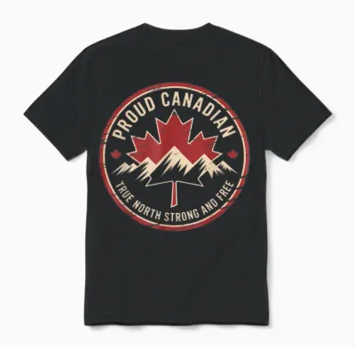 Canada Maple Leaf Mountain Vintage Pride Art Unisex T-Shirt - Black