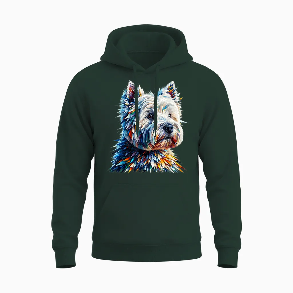 Polygon Art West Highland White Terrier Westie T-Shirt, Black, S Unisex Hoodie in Forest