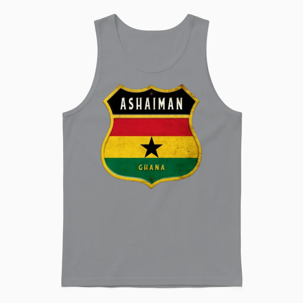 Ashaiman Ghana Coat of Arms Flag Design Unisex Tank Top in Sport Grey