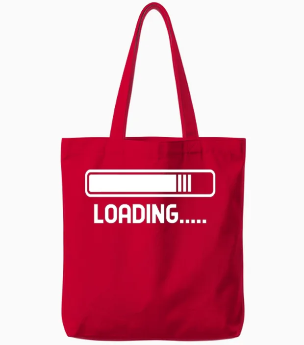 Loading.... Loading Bar Tote Bags in Red