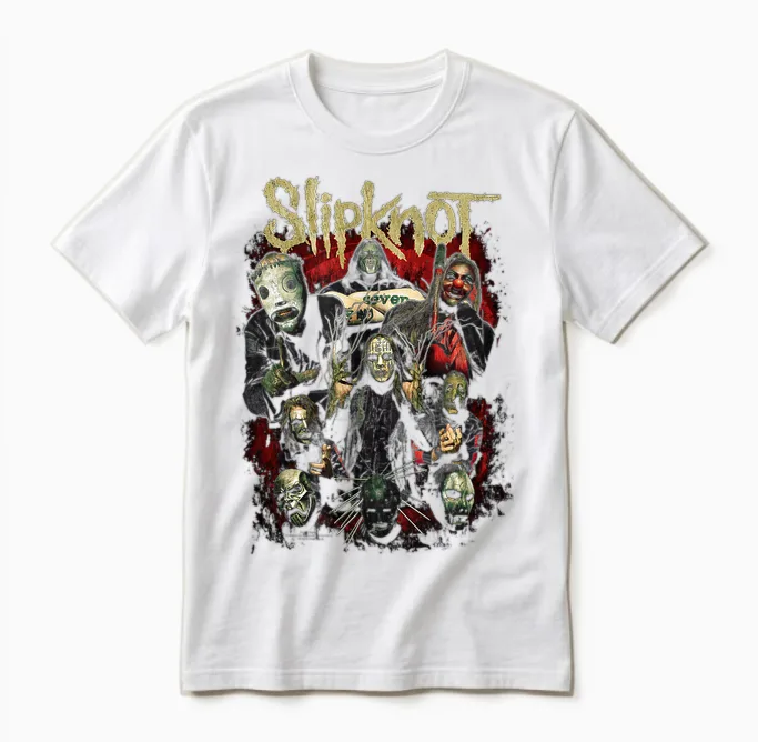 Slipknot Come and Play Dying Metal Band Artwork T-Shirt, Black, S Unisex T-Shirt in White