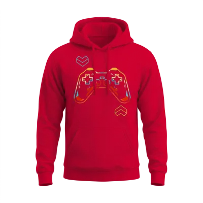 Geometric Gamer Joystick Controller Retro Gaming Unisex Hoodie - Red