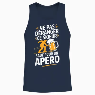 Ski Aperitif Man Humour Gift Idea Skier Funny Beer Unisex Tank Top - Navy