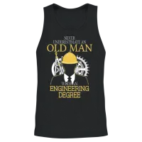 Never Underestimate Old Man Engineering Degree Unisex Tank Top - Black – 2
