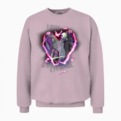 Tim Burton’s the Nightmare Before Christmas Love Is Eternal Unisex Sweatshirt - Light Pink