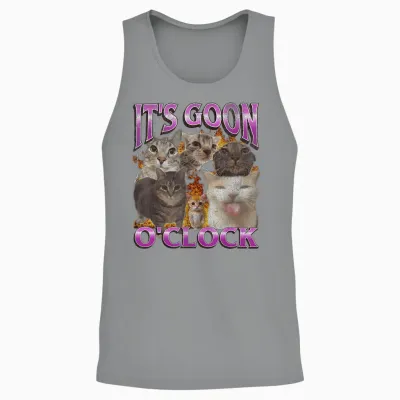 Gooning O'clock Lustige Katze Meme Bootleg Grafik Unisex Tank Top - Sport Grey