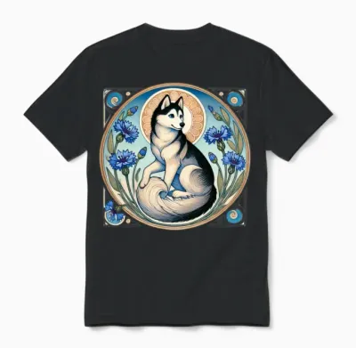 Retro Siberian Husky Unisex T-Shirt - Black