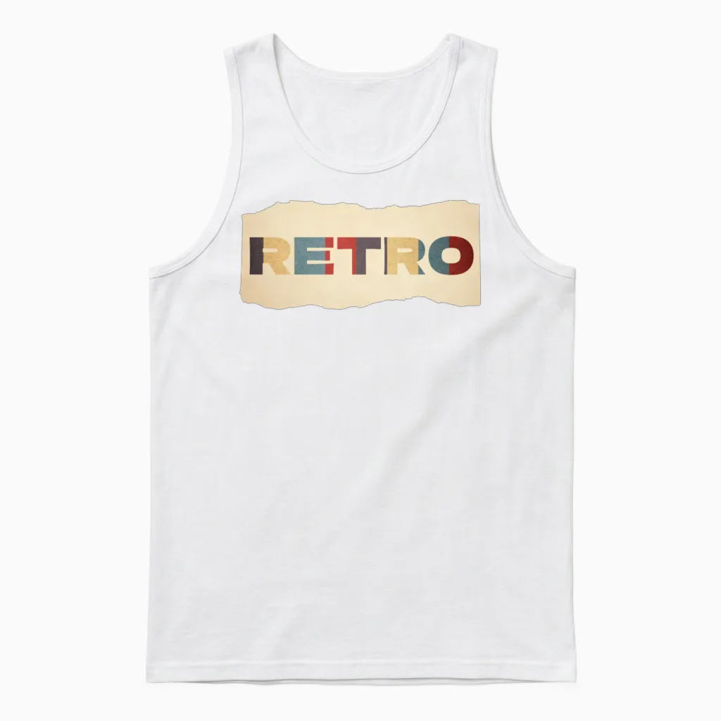 Retro Colorblock Letters Unisex Tank Top in White