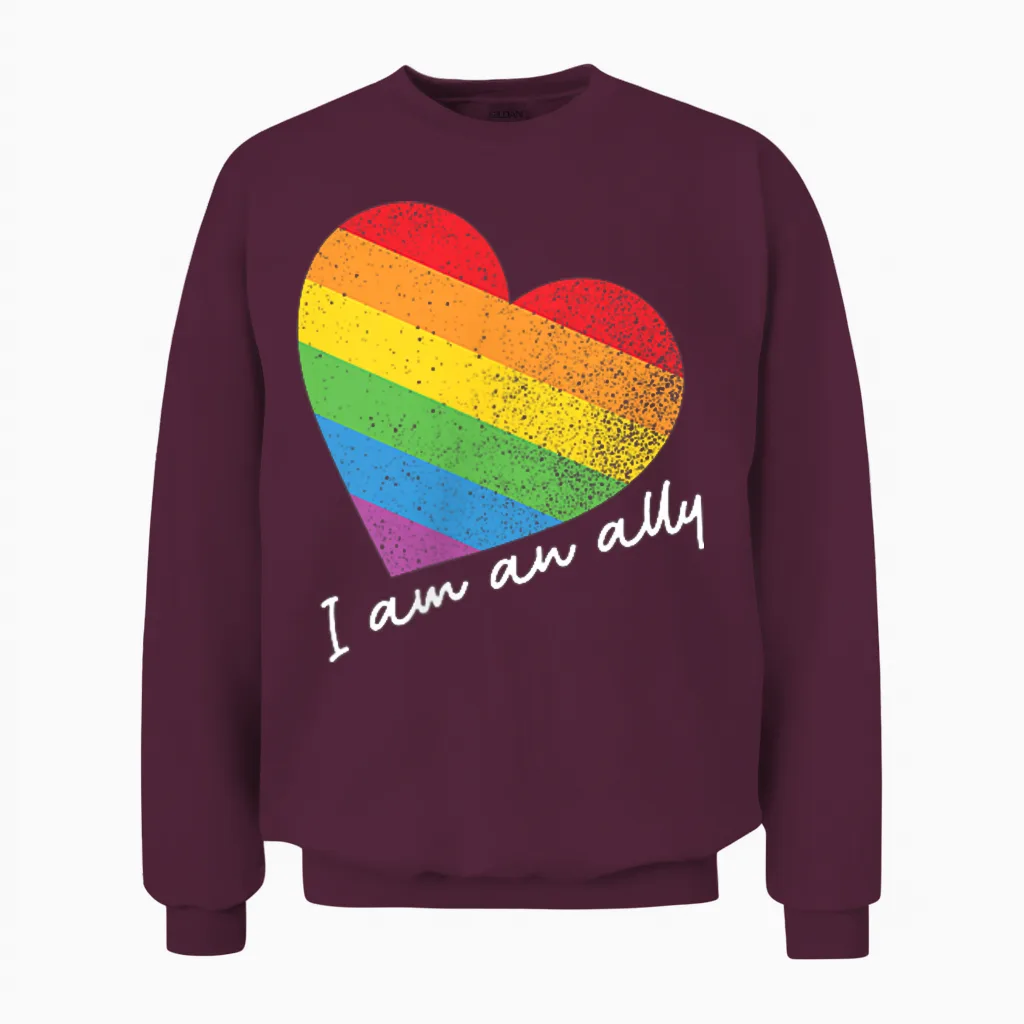 Ally Rainbow Heart Pride Csd-Party Für Schwule Lesben Und Queer Lgbtq+ Unisex Sweatshirt in Maroon