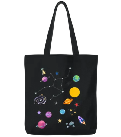 Space Tote Bags - Black