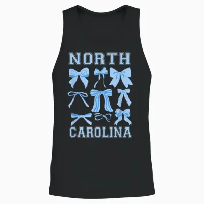 North Carolina Blue Coquette Bow Varsity Women Toddler Girls Unisex Tank Top - Black