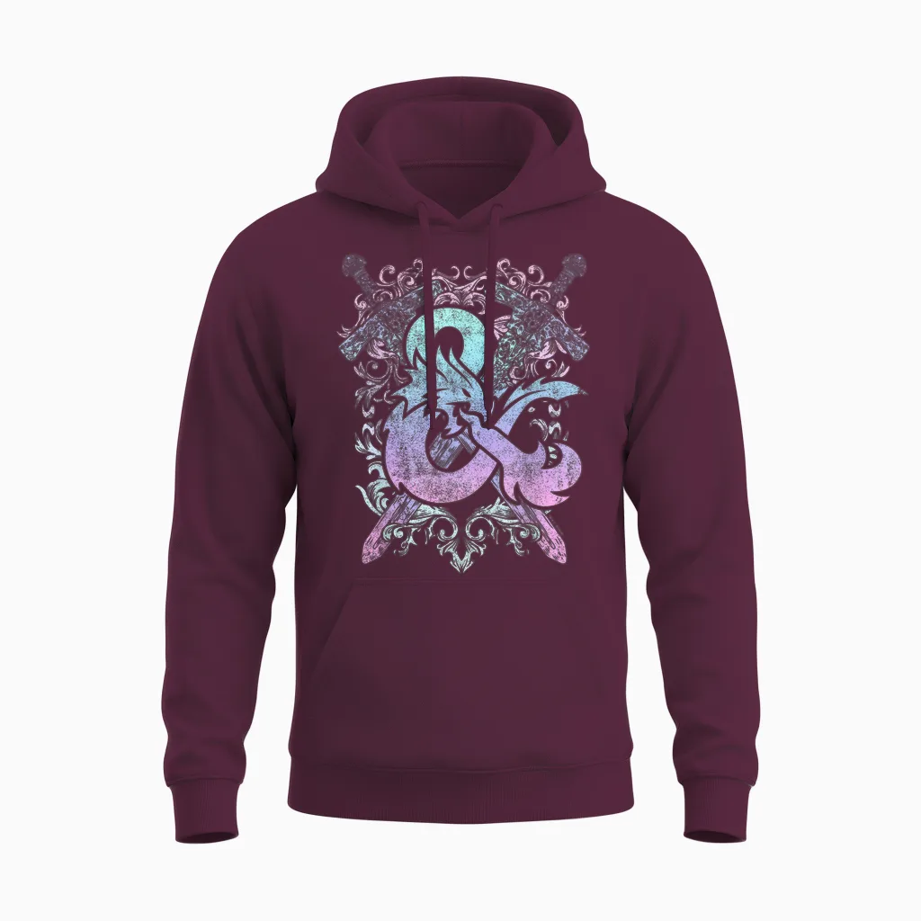 Dungeons & Dragons Ampersand Pastel Logo Unisex Hoodie in Maroon