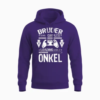 Bruder Level Complete Expecting Uncle Loading Announcement T-Shirt, Black Unisex Hoodie - Purple
