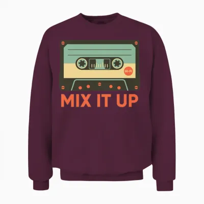 Retro Cassette Tape Unisex Sweatshirt - Maroon