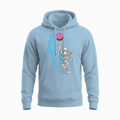 Looney Tunes Lola Bunny Swish! Basketball Design Unisex Hoodie - Light Blue