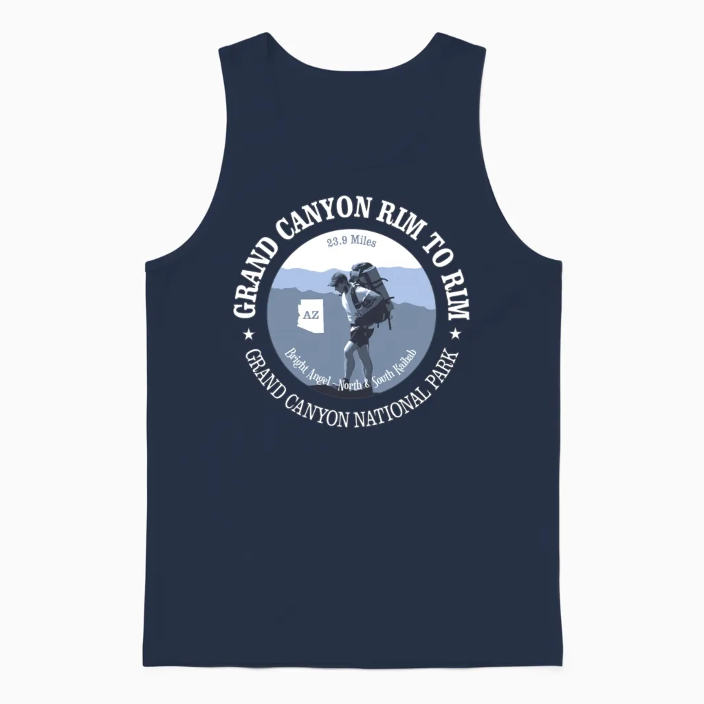 Rim to Rim Trail Hiking & Outdoors Gift Unisex Tank Top in Navy