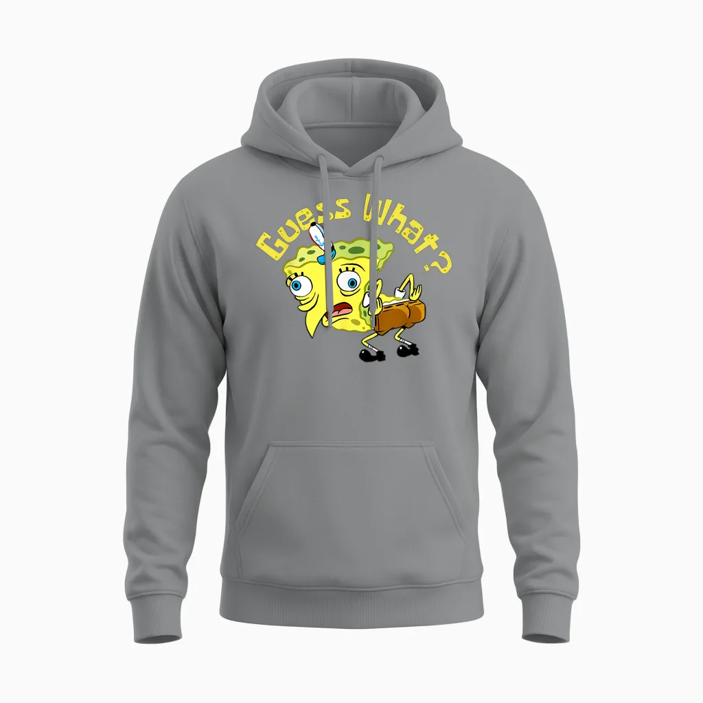 Spongebob Mocking Meme Guess What Chicken Butt Spongebob Unisex Hoodie in Sport Grey