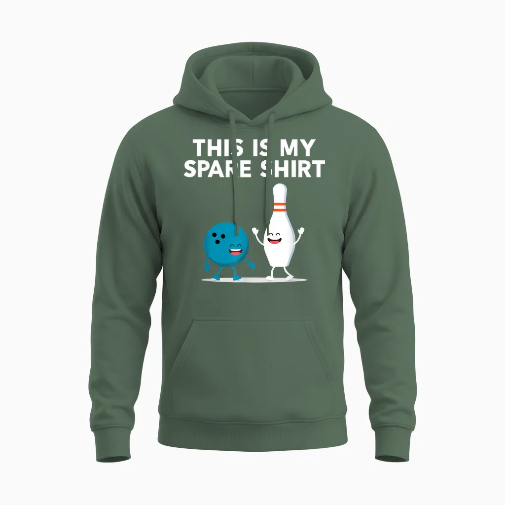 Funny Bowling Tee for Men Women Boys & Girls | Spare Unisex Hoodie in Military Green