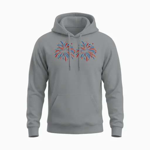 Just Here for the Fireworks Funny Shirt for Couple Men Women Unisex Hoodie in Sport Grey