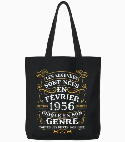 Vintage Cadeau D'anniversaire 70 Ans Nés En Février 1956 Tote Bags - Black