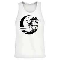 Retro Beach Scene — Summer & Gift Unisex Tank Top - White – 2