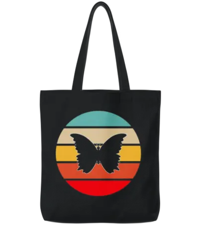 Butterfly Retro Tote Bags - Black