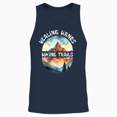 Healing Hands, Hiking Trails Unisex Tank Top - Navy