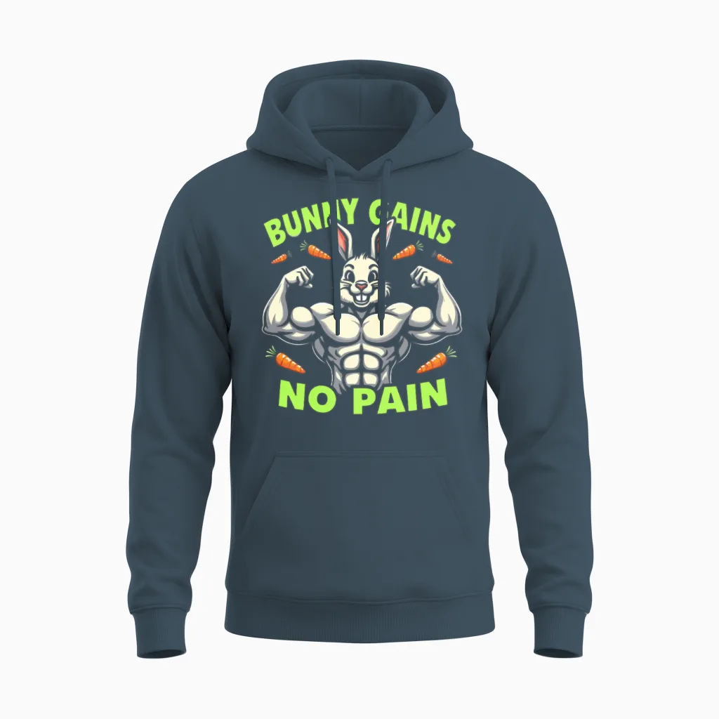 Fitness Bunny Gym Workout Rabbit Bodybuilding Unisex Hoodie in Dark Heather