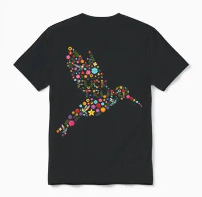Subtle Anti Trump Floral Hummingbird Hidden Message Unisex T-Shirt - Black