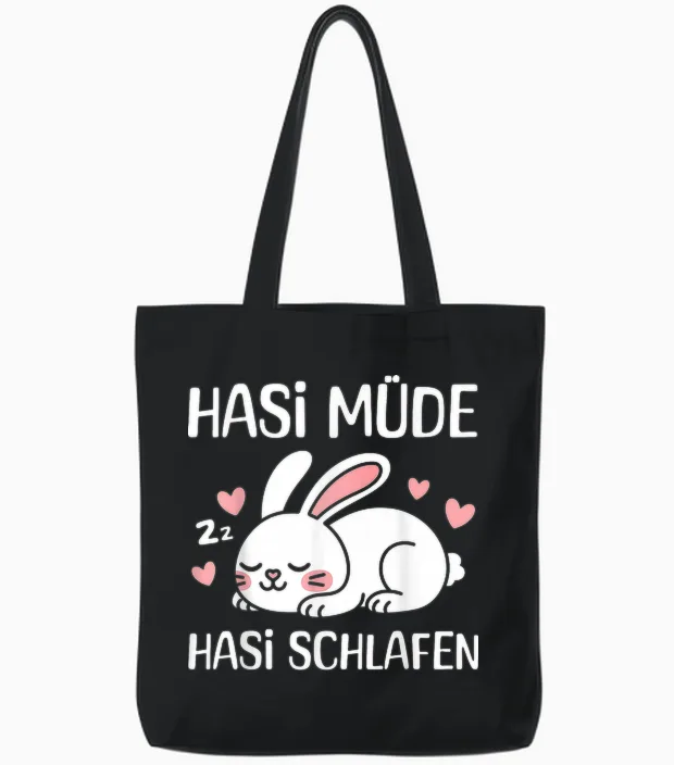 Hasi Müde Hasi Schlafen Lustiges Kaninchen Schlafen Tote Bags in Black