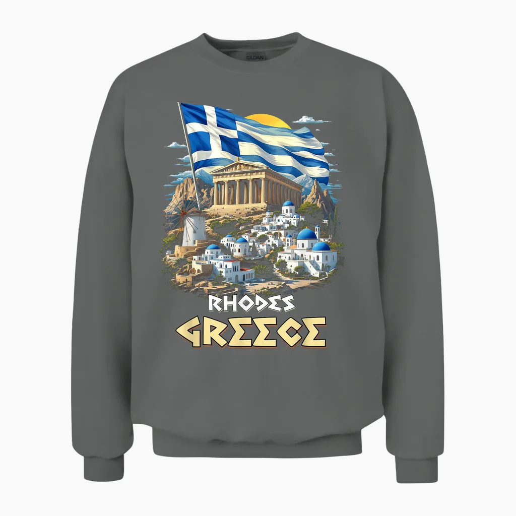 Rhodos Griechenland Flagge Rhodos Souvenir Reise Urlaub Unisex Sweatshirt in Graphite Heather