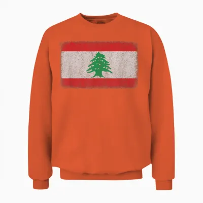 Lebanon Flag Pattern for Men, Women, Unisex Sweatshirt - Orange