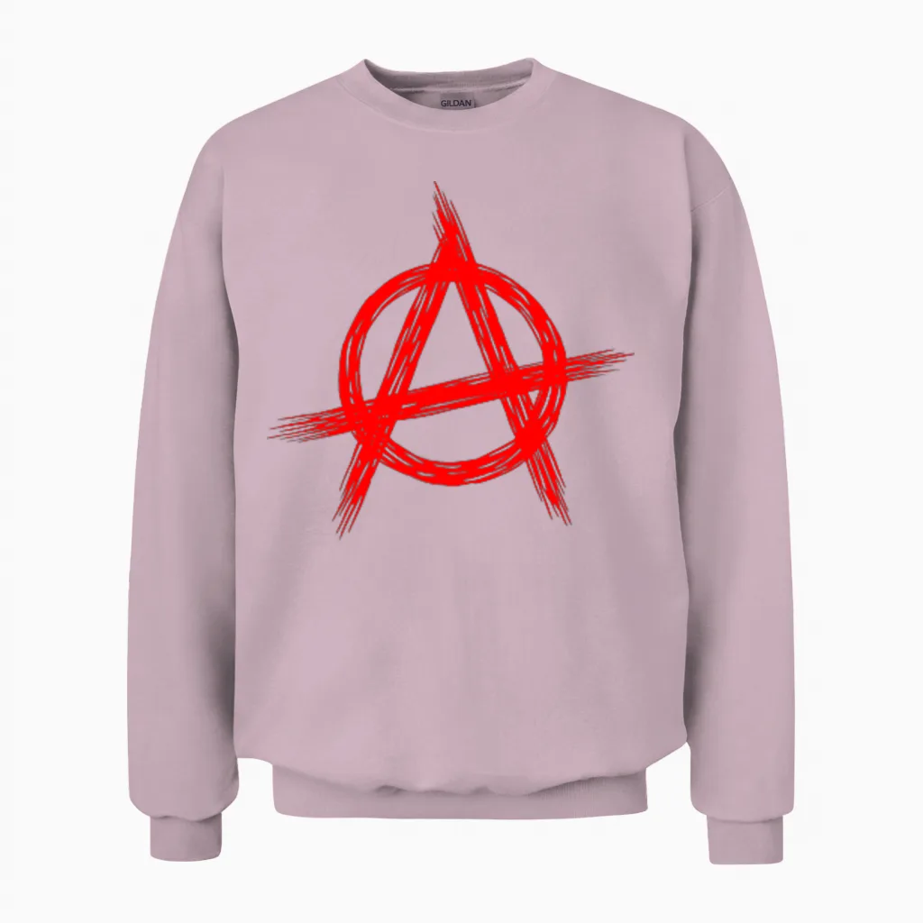 Rotes Anarchistisches Symbol, Verzweifelter Rockstar Der Politischen Anarchie Unisex Sweatshirt in Light Pink