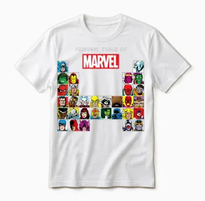 Marvel Periodic Table of Heroes & Villains Retro Unisex T-Shirt - White