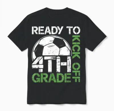 Ready to Kick off 4th Grade Kids Teacher First Day of School Unisex T-Shirt - Black