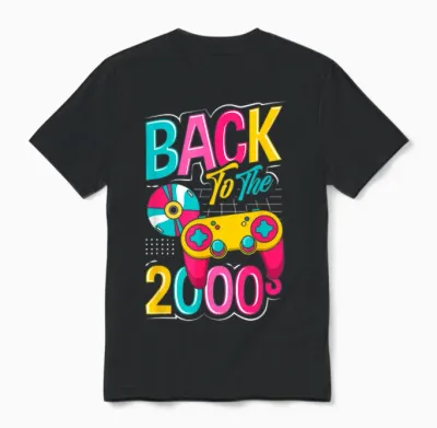Back to the 2000s Vintage Two Thousand Retro 00s T-Shirt, Black, S Unisex T-Shirt - Black