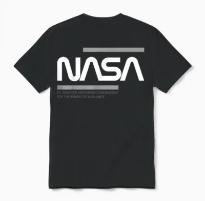 Nasa Worm White Grey Unisex T-Shirt - Black