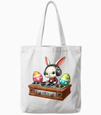 Oster-Dj Bunny Mixing Beats, Lustige Musik Zum Thema Ostern Tote Bags - White