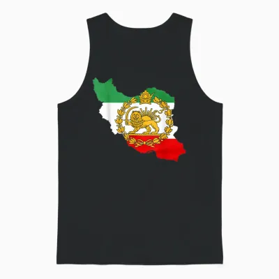 Persian Lion, Iran Map, Iranian Flag, Lion & Sun Unisex Tank Top - Black